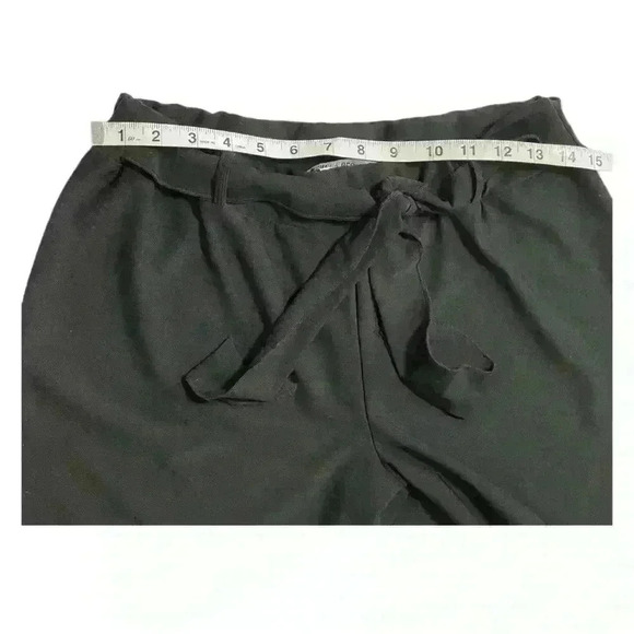 Ashley Blue Women's Black Tie Waist Pull On Wide Leg Pants Size L - Picture 4 of 8